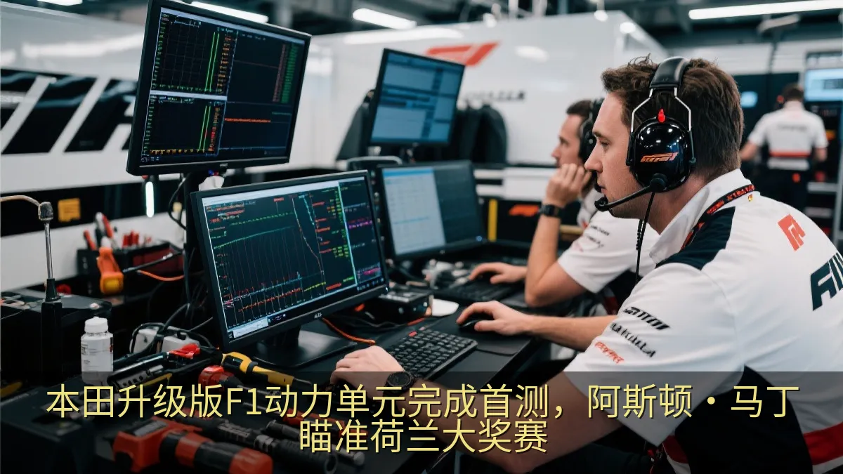 赛车工程团队在维修区分析测试数据